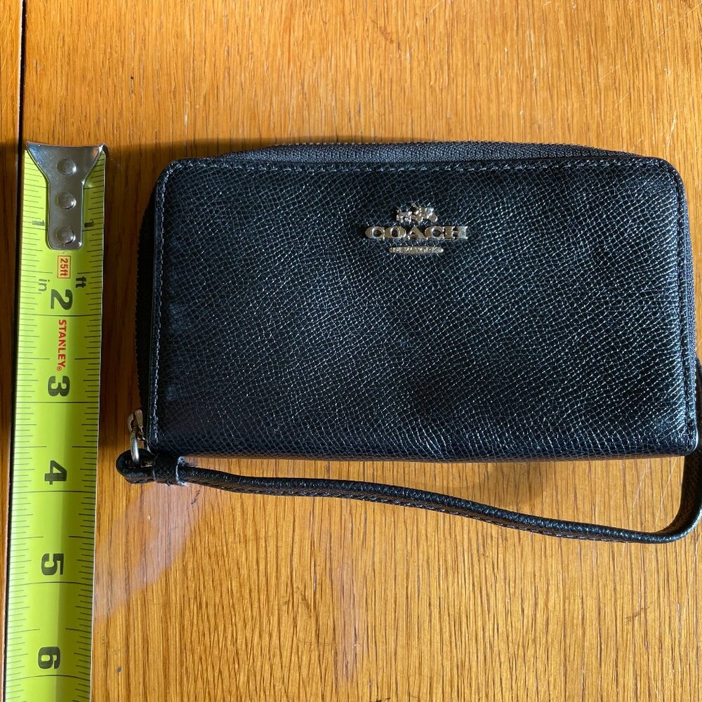 Coach Black Leather Zip Wristlet Wallet - Picture 6 of 11